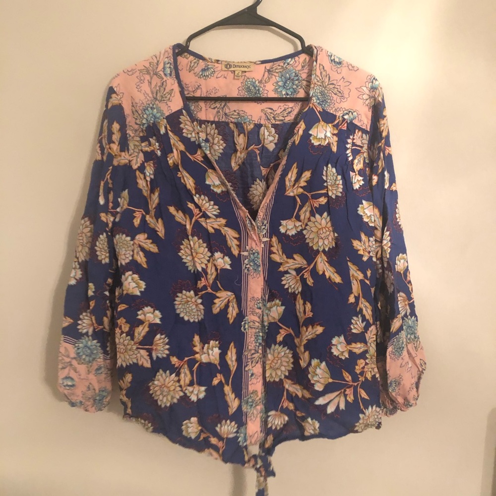 Democracy Long Sleeve V-Neck Blouse